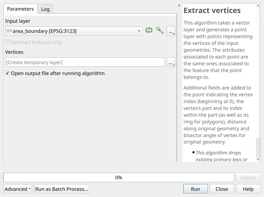 The Extract vertices algorithm