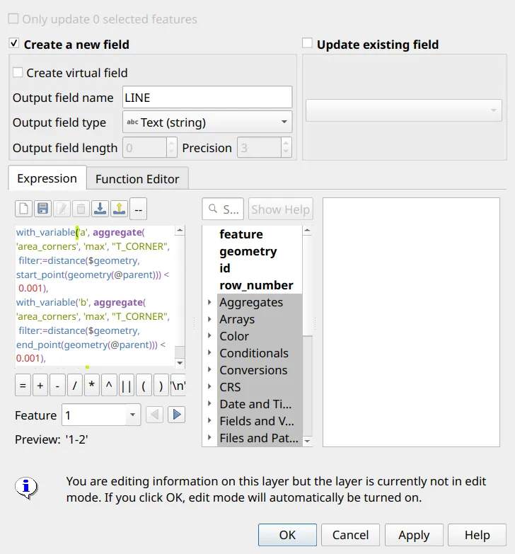 Computing LINE in the Field Calculator