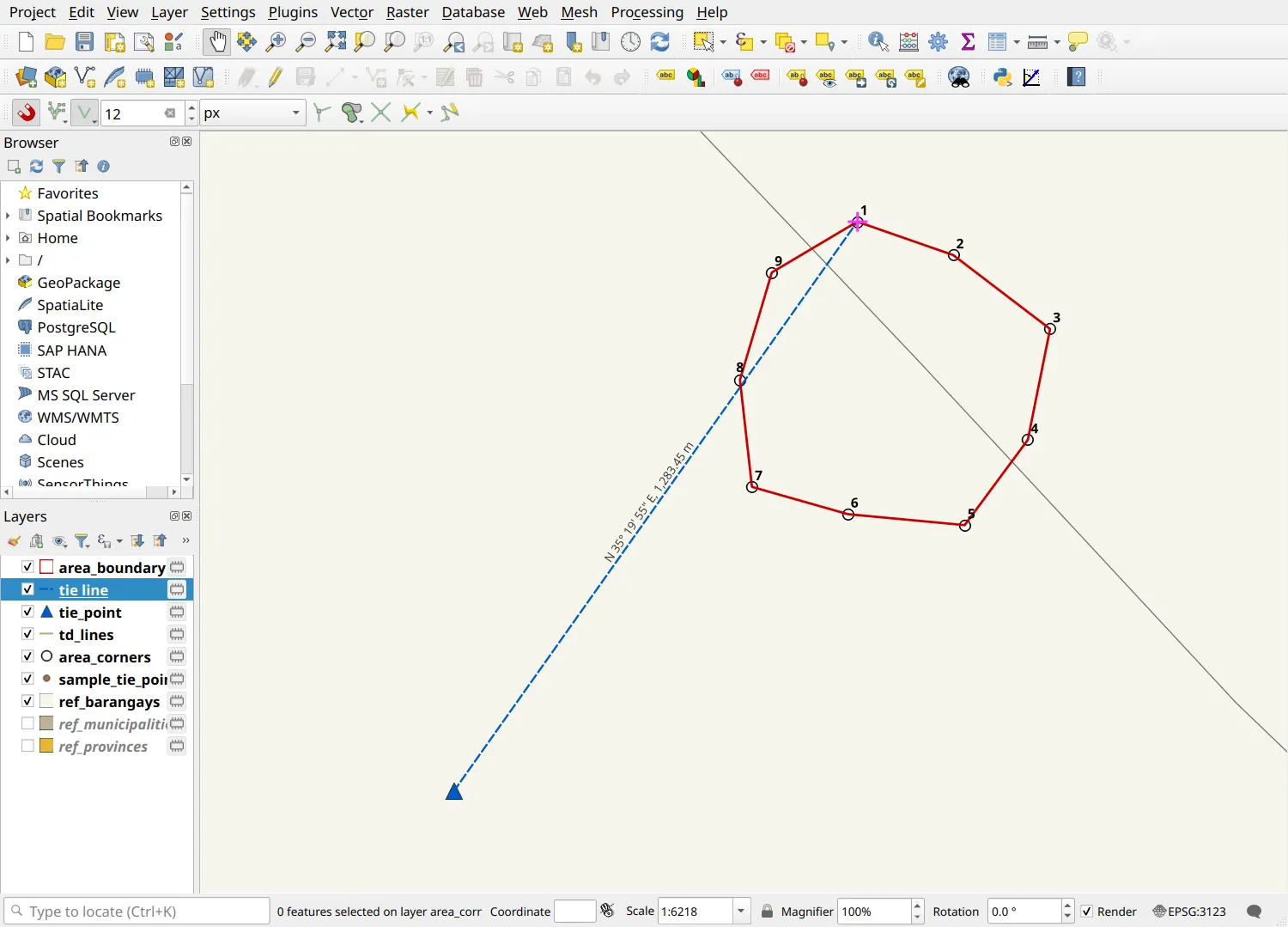 The tie line of the sample application