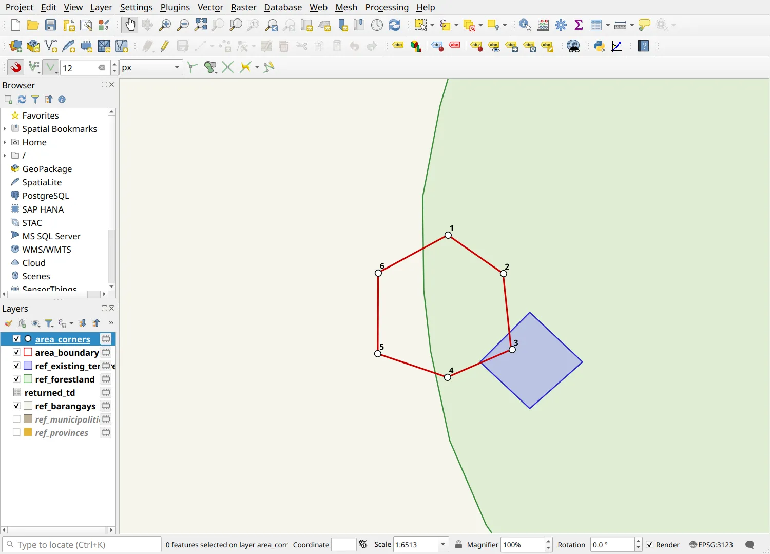 The returned application against the reference layers