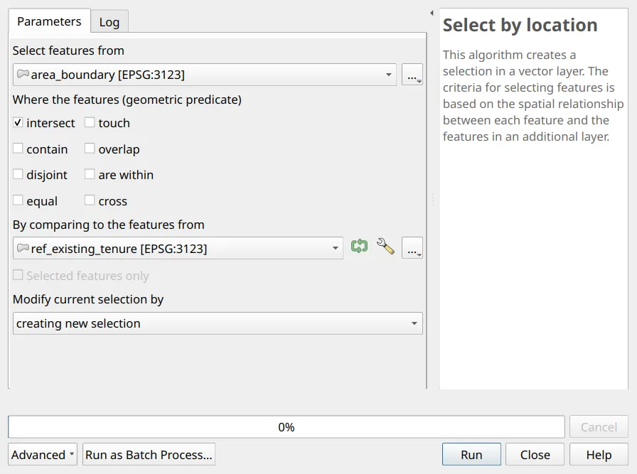 Select by Location against existing tenures